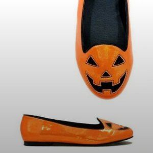 New Orange Glitter Jack-o-Lantern Flats Strange Cult